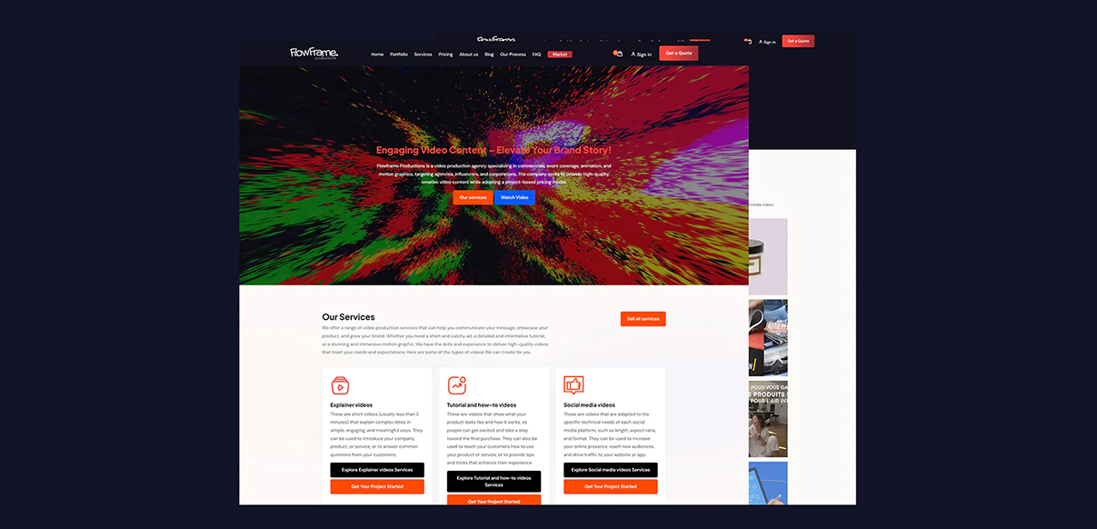 FlowFrameProductions Website Design