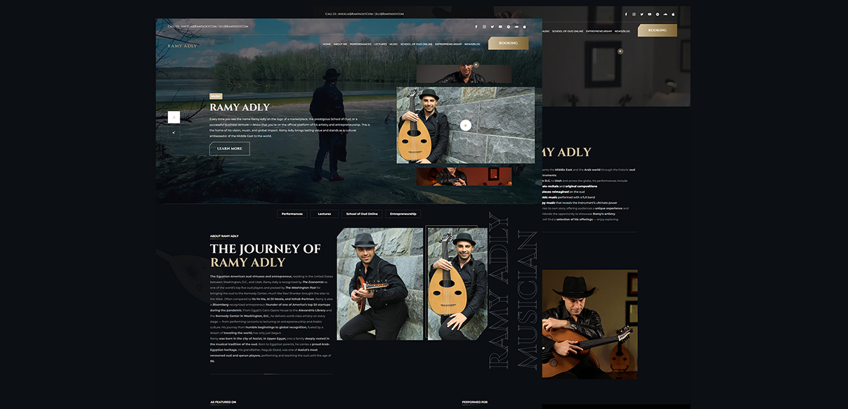 Ramy Adly Oud Music Website – UI/UX Design & WordPress Development
