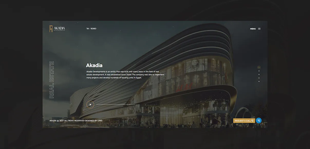 Akadia Developments | تصميم وتطوير موقع إلكتروني احترافي للعقارات