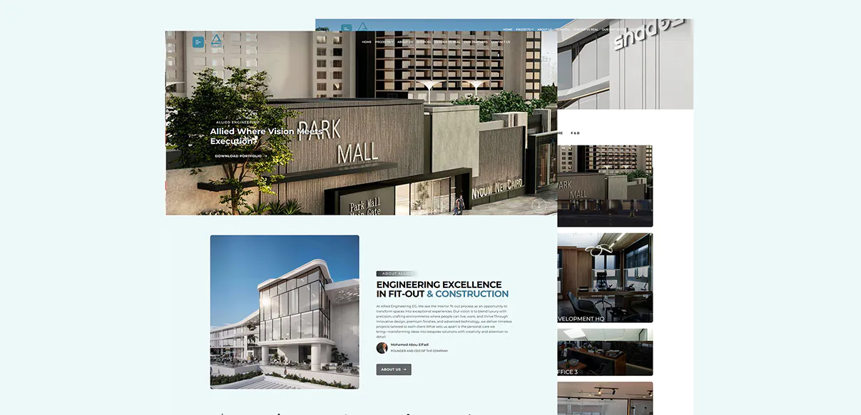 تصميم وتطوير موقع Allied Engineering – UI/UX وWordPress